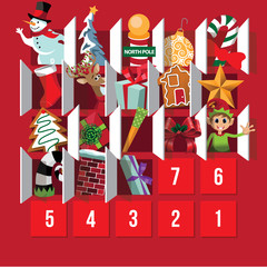Countdown to Christmas Advent Calendar. Day 8. EPS 10 vector.