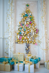 Christmas decorations, Christmas tree, gifts, new year