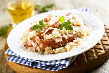 Sauerkraut stew with sausages