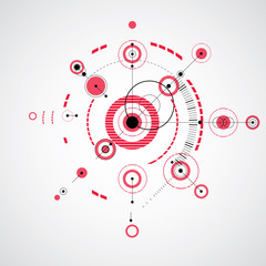 Modular Bauhaus vector red background, created from simple geome