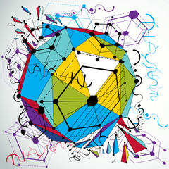 Geometric Bauhaus 3d vector colorful background with low poly ab