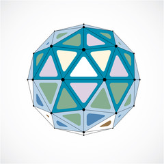 Vector dimensional wireframe low poly object, colorful spherical