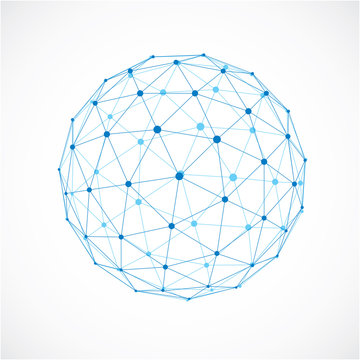 3d vector digital wireframe spherical object made using triangul
