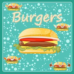 Burger Poster in cartoon style