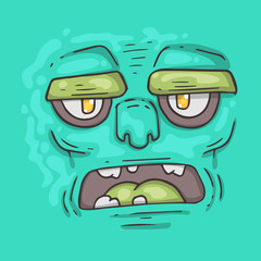 Cartoon monster face. Halloween illustration.