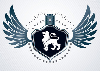 Vintage heraldry design template, vector emblem created using ea