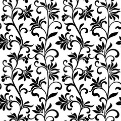 Elegant seamless pattern with decoration flowers on a white background