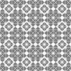 Classical seamless pattern with decoration tracery on a white background.
