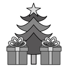 merry christmas tree celebration vector illustration design