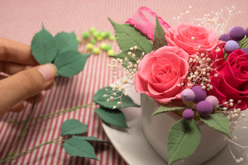 How to Make Preservrd Flower and Clay Flower Arrangement, Making