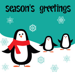 Obraz premium seasons greetings penguins