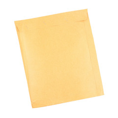 close brown envelope by staples isolated on white