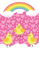 可愛いひよこと虹のイラスト