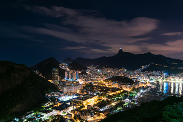 Night View of Botafogo in Rio de Janeiro from Urca Mountain
