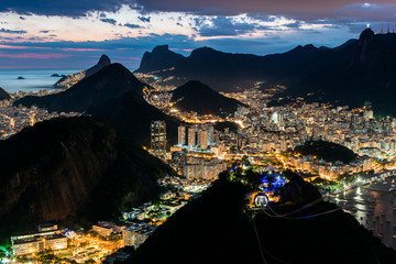 Night view of Rio de Janeiro city from the Sugarloaf Mountain