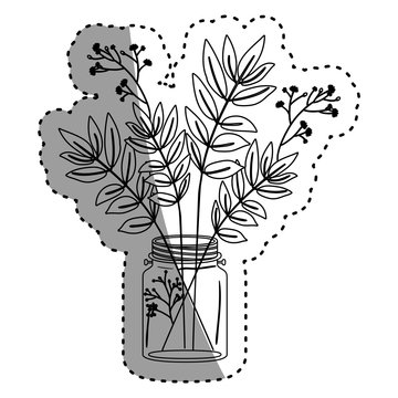 Leaves inside mason jar icon. Decoration floral nature and plant theme. Isolated design. Vector illustration © grgroup