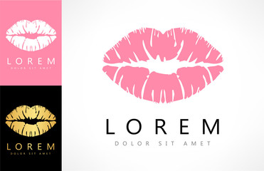 Lips logo. Female lips print. - obrazy, fototapety, plakaty