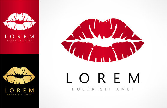 Lips logo. Female lips print.