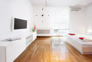 Modern studio flat or hotel living room