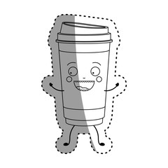 Coffee mug cartoon icon. Coffee time drink breakfast and beverage theme. Isolated design. Vector illustration