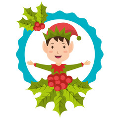 happy merry christmas elf character vector illustration design