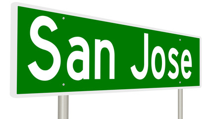 A 3d rendering of a highway sign for San Jose, California