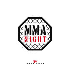 Modern professional fighting logo design. MMA night sign.