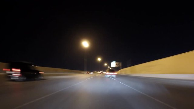 Las Vegas night freeway driving car mount time lapse on route 95 and I-15.