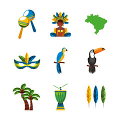 icon set of brazilian culture concept over white background. colorful design. vector illustration