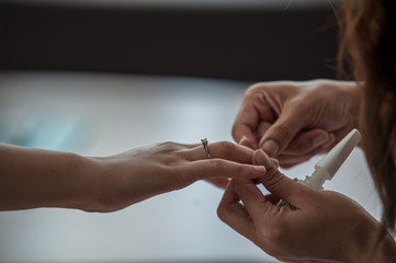 hands of the bride and groom