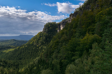 Fototapeta na wymiar Hiking trail, Pravcicka gate, Saxon Switzerland National Park (Ceske Svycarsko), Hrensko, Czech republic, Central Europe 