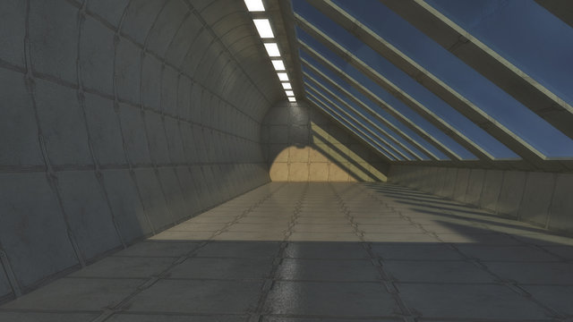 Futuristic hall spaceship interior architecture