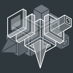 Vector abstract 3d geometric shape, polygonal figure.