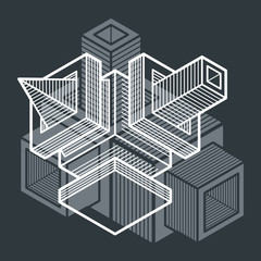 Fototapeta premium 3D engineering vector, abstract shape made using cubes and geome