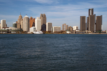 Obraz premium City of Detroit Skyline Shot From Canada, November 2016