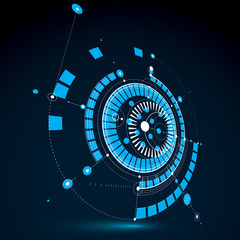 Technical blueprint, blue vector digital background with geometr