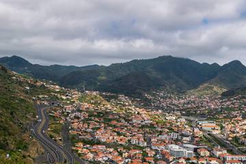 Clouded day over highway in Machico, Madeira, Portugal, Europe