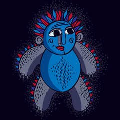 Vector cute Halloween character ogre, fictitious creature. Cool