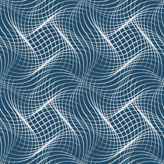 Black and white vector endless pattern created with thin undulat