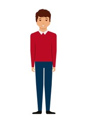 cartoon man standing wearing casual clothes over white background. colorful design. vector illustration