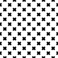 Fototapeta na wymiar Vector monochrome seamless pattern, simple geometric minimalist texture, black crosses on white backdrop. Modern abstract repeat background. Design element for prints, decoration, textile, digital
