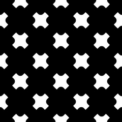 Vector monochrome seamless pattern, simple geometric minimalist texture, white crosses on black backdrop. Modern abstract repeat background. Design element for prints, decoration, textile, digital