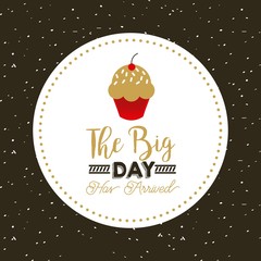 happy birthday card with sweet cupcake icon. colorful design. vector illustration