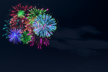 colorful firework on midnight blue sky