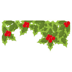 happy merry christmas leafs decorative vector illustration design