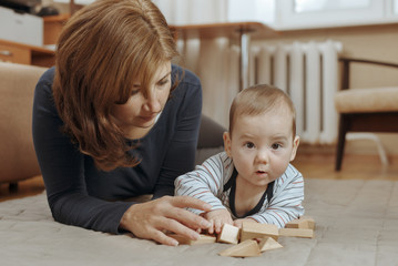 Curious young baby looking at the camera