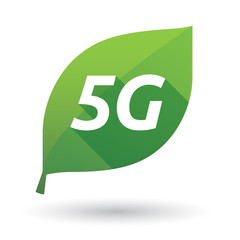 Isolated leaf icon with    the text 5G