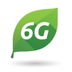 Isolated leaf icon with    the text 6G