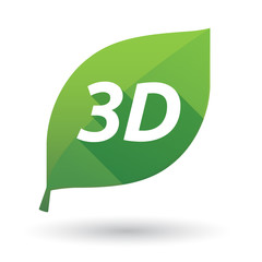 Isolated leaf icon with    the text 3D