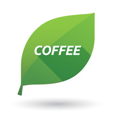 Isolated leaf icon with    the text COFFEE
